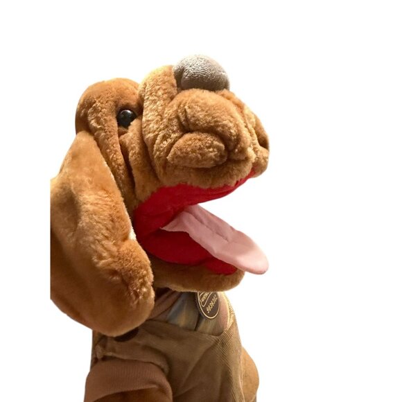Ganz Wrinkles Plush Dog Hand Puppet Movable Mouth Corduroy Outfit Toy - Picture 5 of 10